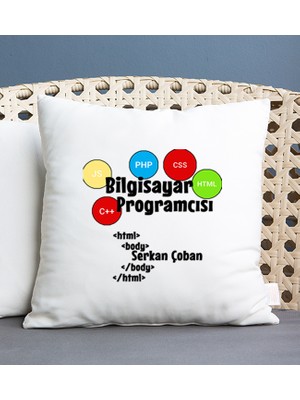 Hediye Dükkanı Kişiye Özel  Bilgisayar Programcısı Kare Yastık