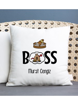 Hediye Dükkanı Kişiye Özel  Patron Kare Yastık