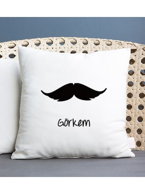 Hediye Dükkanı Kişiye Özel  Bıyık Tasarım Kare Yastık