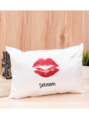 Hediye Dükkanı Kişiye Özel  Dudak Tasarım Dikdörtgen Yastık