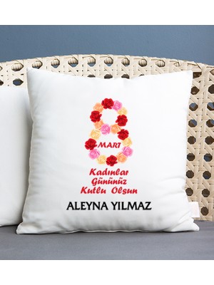 Hediye Dükkanı Kişiye Özel  Kadınlar Günü Hediyesi Kare Yastık