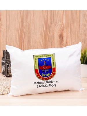 Hediye Dükkanı Kişiye Özel  Jandarma Logolu Dikdörtgen Yastık