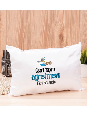 Hediye Dükkanı Kişiye Özel  Gemi Yapımı Öğretmeni Dikdörtgen Yastık