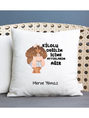 Hediye Dükkanı Kişiye Özel  Içime Attıklarım Ağır Kare Yastık