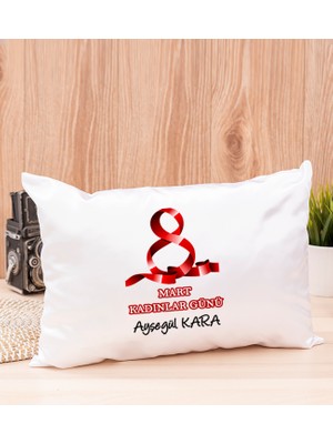 Hediye Dükkanı Kişiye Özel  Kadınlar Günü Hediyesi Dikdörtgen Yastık
