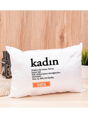 Hediye Dükkanı Kişiye Özel  Kadın Kelime Anlamı Dikdörtgen Yastık