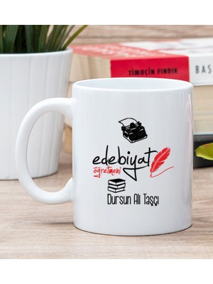 Hediye Dükkanı Kişiye Özel Edebiyat Öğretmeni Beyaz Kupa Bardak