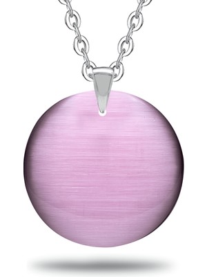 Tesbih Atölyesi  Yuvarlak Doğal Gül Pembe Kuvars Taşı Kolye