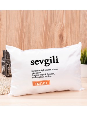 Hediye Dükkanı Kişiye Özel  Sevgili Kelime Anlamı Dikdörtgen Yastık