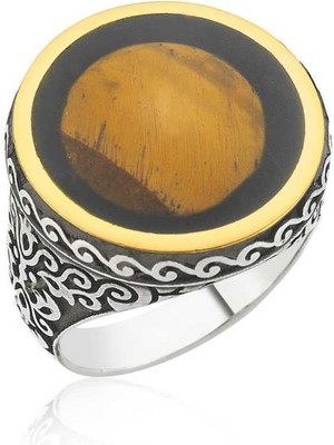 Gumush Gümüş Kaplan Gözü Erkek Yüzük