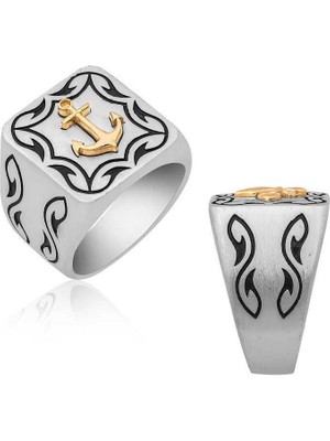 Gumush Gümüş Denizci Çapası Armalı Erkek Yüzük