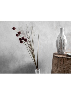 English Home Grass Ball Tek Dal Yapay Çiçek 85 cm Bordo
