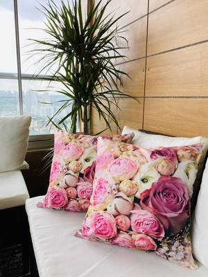 Palmia Home Çiçek Desenli 2'li Dekoratif Kırlent Kılıfı