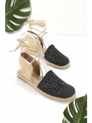 Bambi Siyah Örgü Kadın Espadril K018740124