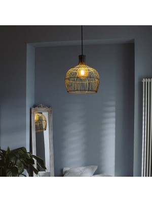 Rattam Bambu Avize Doğal Rattan Aydınlatma: Pure 40CM