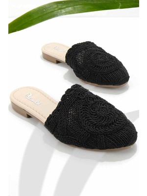 Siyah Örgü  Kadın Terlik K04823003416