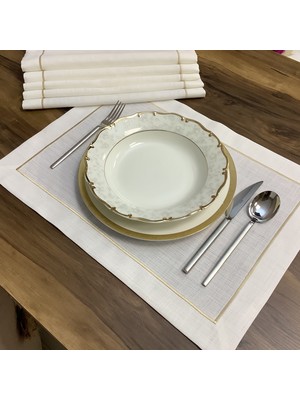 Oya Home Gold Tek Piko Dikişli Amerikan Servis Set-6 Lı