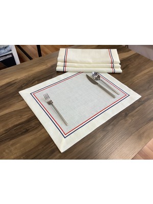 Oya Home Çift Pikolu Amerikan Servis Set -6 Lı- Kırmızı & Lacivert