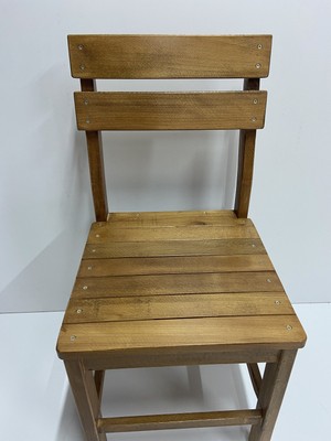 Örer Sandalye Doğal Ahşap Kayın Ağacı Sandalye Vidalı Ceviz Renk 3202