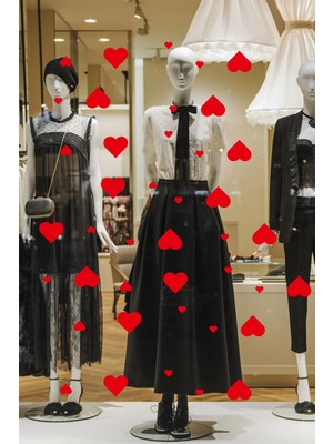 New Jargon 30 Adet Kalp 14 Şubat Sevgililer Günü Için Cam Vitrin Oda Süsleme Stickerı