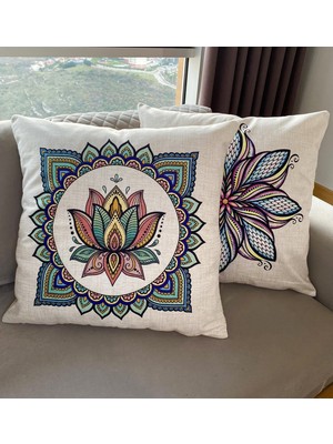 Palmia Home Mandala Desenli Dekoratif 2'li Minder Kılıfı Seti 60 x 60 cm