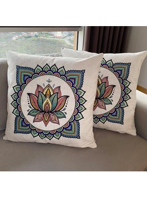 Palmia Home Mandala Desenli Dekoratif 2'li Minder Kılıfı Seti 60 x 60 cm