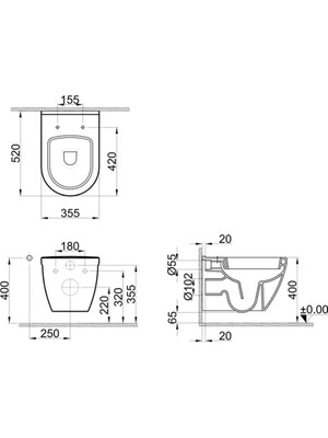 Kale Banyo Idea 2.0 Smart Asma Klozet Taharet Delıklı+ Ultra Slım Smartkapak