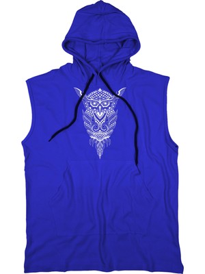 Bluu Owl Unisex  Kapşonlu Kolsuz T-Shirt Fitness Atleti