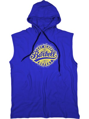 Bluu Barbell Unisex  Kapşonlu Kolsuz T-Shirt Fitness Atleti