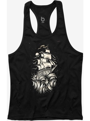 Bluu Wave Fitness Gym Tank Top Siyah Sporcu Atleti %100 Pamuklu Nefes Alabilir Kumaş