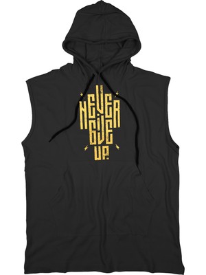 Bluu Ngup Unisex Kapşonlu Kolsuz T-Shirt Fitness Atleti %100 Pamuklu Nefes Alabilir Kumaş