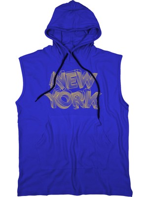 Bluu Newyorkstr Unisex  Kapşonlu Kolsuz T-Shirt Fitness Atleti