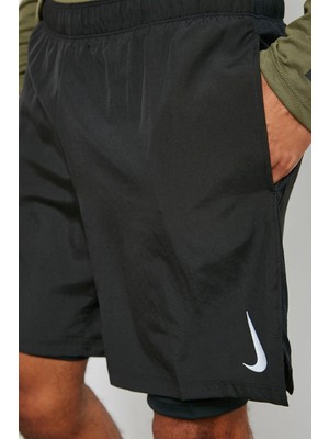 Nike Challenger7 2 In 1 Running Shorts Taytlı Siyah Koşu Şortu