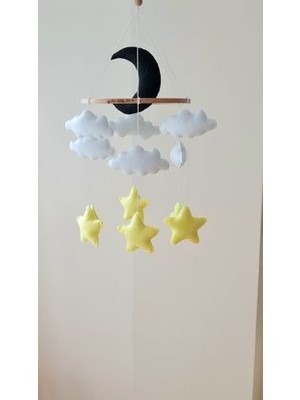 Uğurlu Tasarım Renkli Yumuşak Keçeden Yıldız Bulut Ay Çocuk ve Bebek Odası Dönence