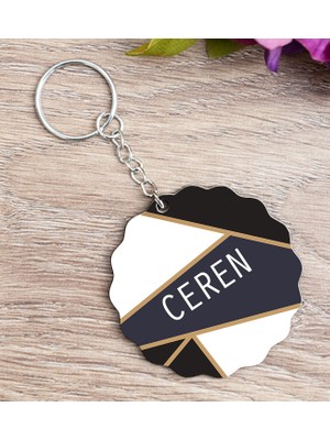 Hediye Dükkanı Kişiye Özel Geometrik Tasarım Ahşap Anahtarlık