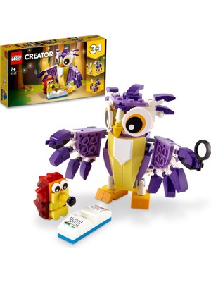 LEGO® Creator 3'ü 1 arada Fantastik Orman Yaratıkları 31125 - 7 Yaş ve Üzeri Çocuklar için Baykuş, Tavşan ve Sincap İçeren Oyuncak Yapım Seti (175 Parça)