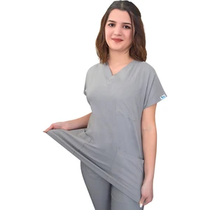 Nur Medikal Giyim Gri Likralı Üst Forma