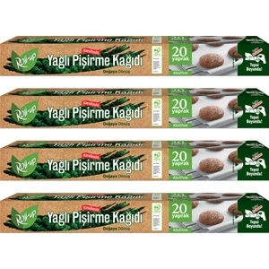 Doğaya Dönüşümlü Kesilmiş Yağlı Pişirme Kağıdı 20 Yaprak 4 Adet