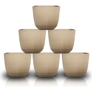 Toxa 6 Adet 0,67 Litre Sütlü Kahve Mercan Kare Saksı Küçük Boy Plastik Kaktüs Sukulent Saksısı No2