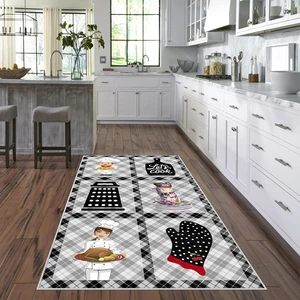 West Home Dijital Baskılı Yıkanabilir Kaymaz Taban Mutfak Halısı