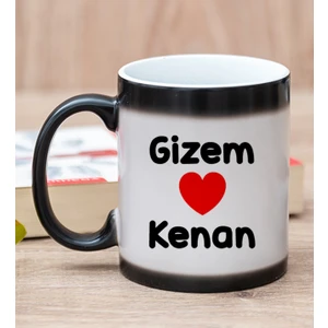 Hediye Dükkanı Kişiye Özel  Sevgililere Özel Isim Yazılı Sihirli Kupa Bardak
