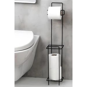 Ayaklı Wc Kağıtlı Yedek Kağıt Hazneli Tuvalet Kağıtlığı Siyah