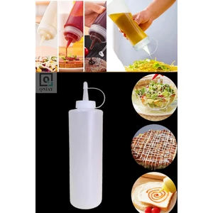 Qchef Hazırlık Şişesi (1 Adet)  Kapaklı Salata Sosu  Zeytinyağı Ketçap Mayonez Sıkma Sosluk  500 ml