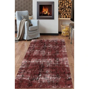 Woolly Halı Kristal Desenli Bordo Halı (Makinada Yıkanabilir Kaymaz Dot Taban) - WL1276