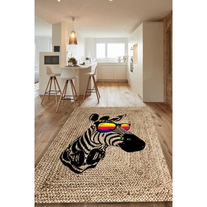 Cappio Halı Zebra Desenli Jüt Halı (Makinada Yıkanabilir Kaymaz Dot Taban) - CP1267