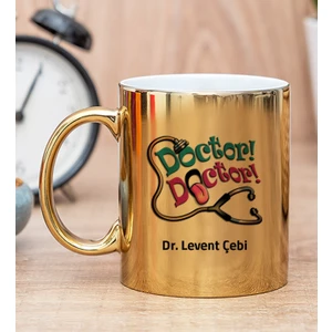 Hediye Dükkanı Kişiye Özel Doktor Doktor Gold Kupa Bardak