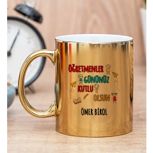 Hediye Dükkanı Kişiye Özel Öğretmenler Günü Gold Kupa Bardak
