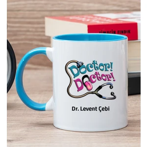 Hediye Dükkanı Kişiye Özel Doktor Doktor Mavi Kupa Bardak
