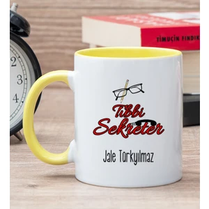 Hediye Dükkanı Kişiye Özel Tıbbi Sekreter Sarı Kupa Bardak