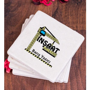 Hediye Dükkanı Kişiye Özel  Inşaat Mühendisi Taş Bardak Altlığı